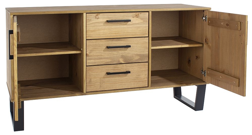 Product photograph of Texas Industrial Style Oak Effect 2 Door Medium Sideboard from Choice Furniture Superstore.