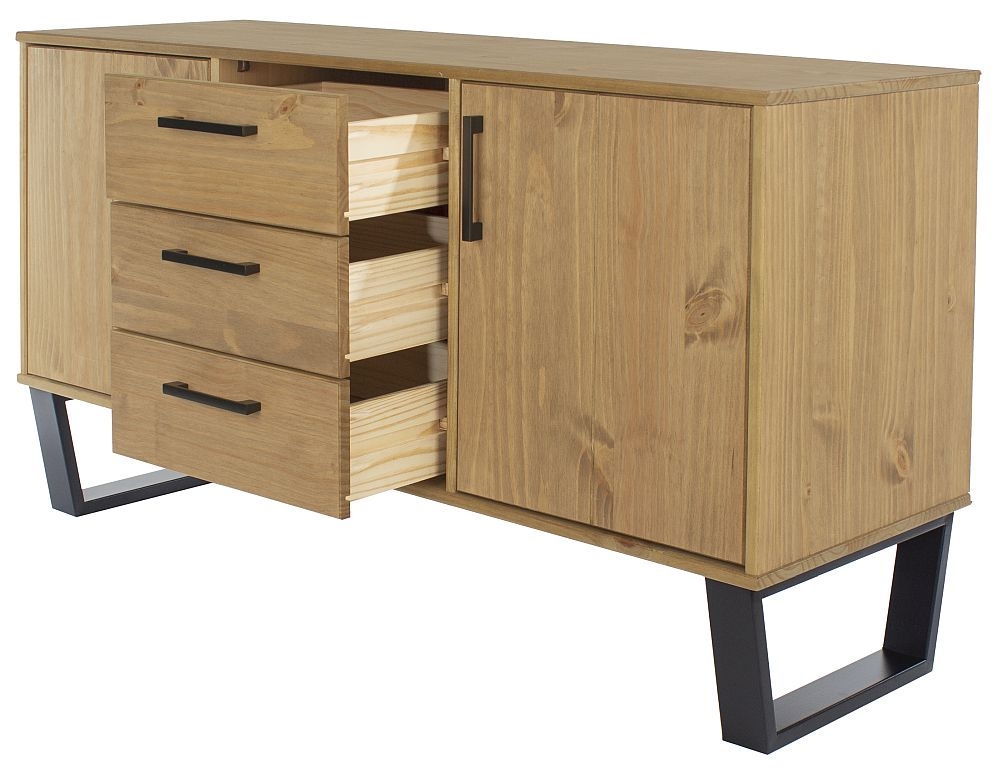 Product photograph of Texas Industrial Style Oak Effect 2 Door Medium Sideboard from Choice Furniture Superstore.