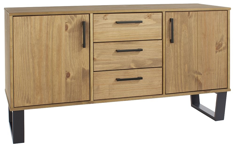 Product photograph of Texas Industrial Style Oak Effect 2 Door Medium Sideboard from Choice Furniture Superstore.