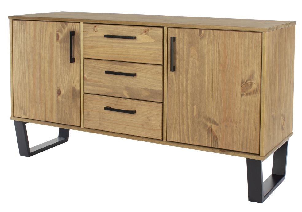 Product photograph of Texas Industrial Style Oak Effect 2 Door Medium Sideboard from Choice Furniture Superstore.