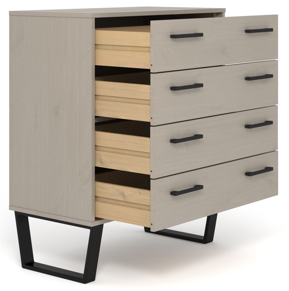 Product photograph of Texas Grey 4 Drawer Chest With Black U Legs from Choice Furniture Superstore.