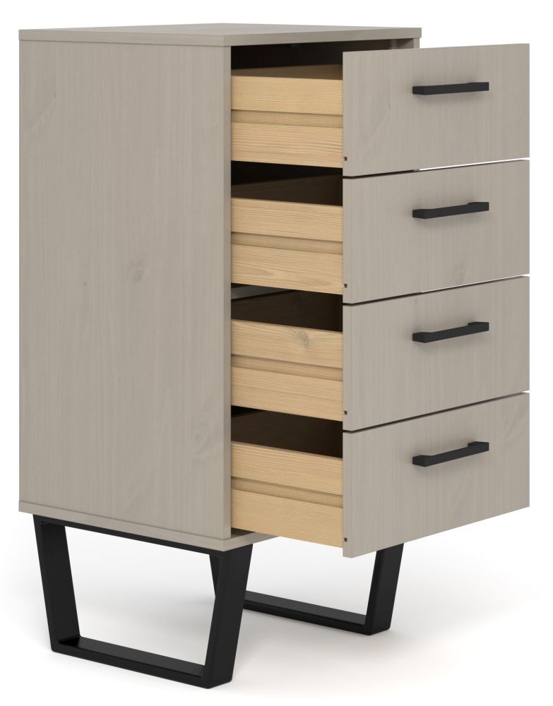 Product photograph of Texas Grey 4 Drawer Narrow Chest from Choice Furniture Superstore.