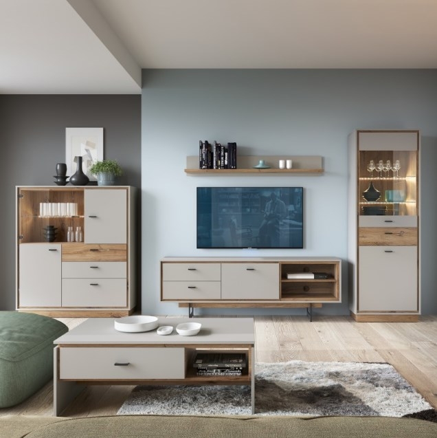 Product photograph of Rivero Grey And Oak Effect Large Tv Unit from Choice Furniture Superstore.