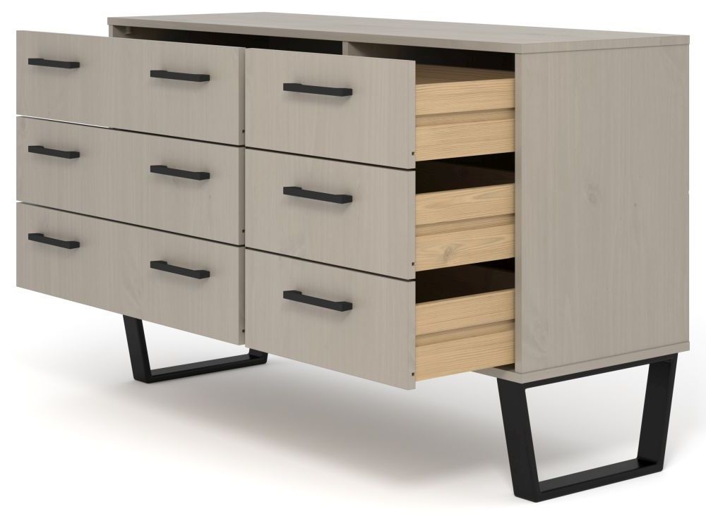 Product photograph of Texas Grey 6 Drawer Wide Chest from Choice Furniture Superstore.