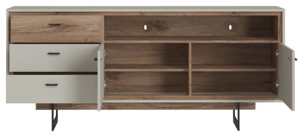 Product photograph of Rivero Grey And Oak Effect 2 Door Medium Sideboard from Choice Furniture Superstore.