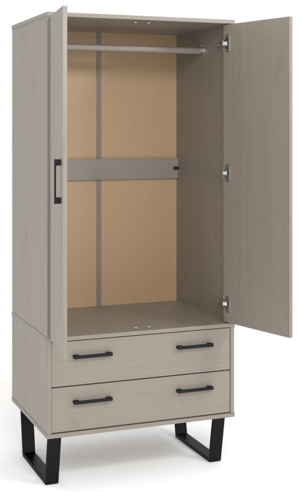 Product photograph of Texas Grey 2 Door 2 Drawer Wardrobe With Black U Legs from Choice Furniture Superstore.