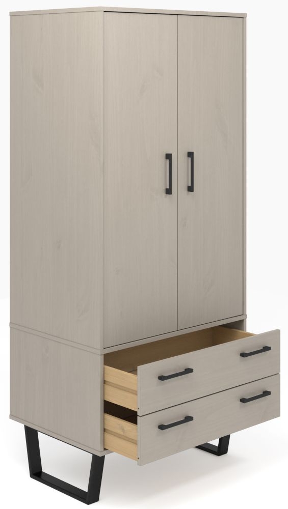 Product photograph of Texas Grey 2 Door 2 Drawer Wardrobe With Black U Legs from Choice Furniture Superstore.