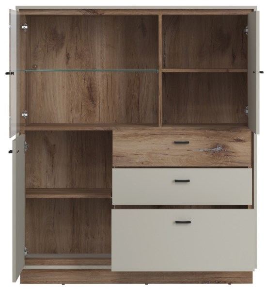 Product photograph of Rivero Grey And Oak Effect Low Display Cabinet from Choice Furniture Superstore.