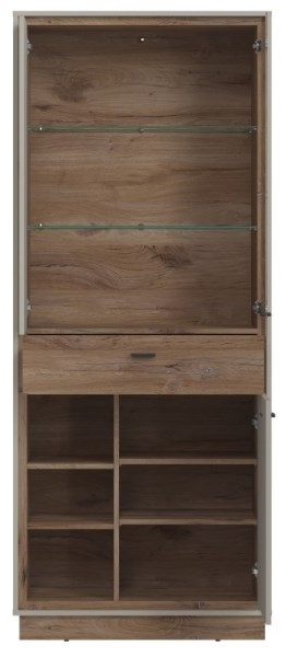 Product photograph of Rivero Grey And Oak Effect Wide Display Cabinet from Choice Furniture Superstore.