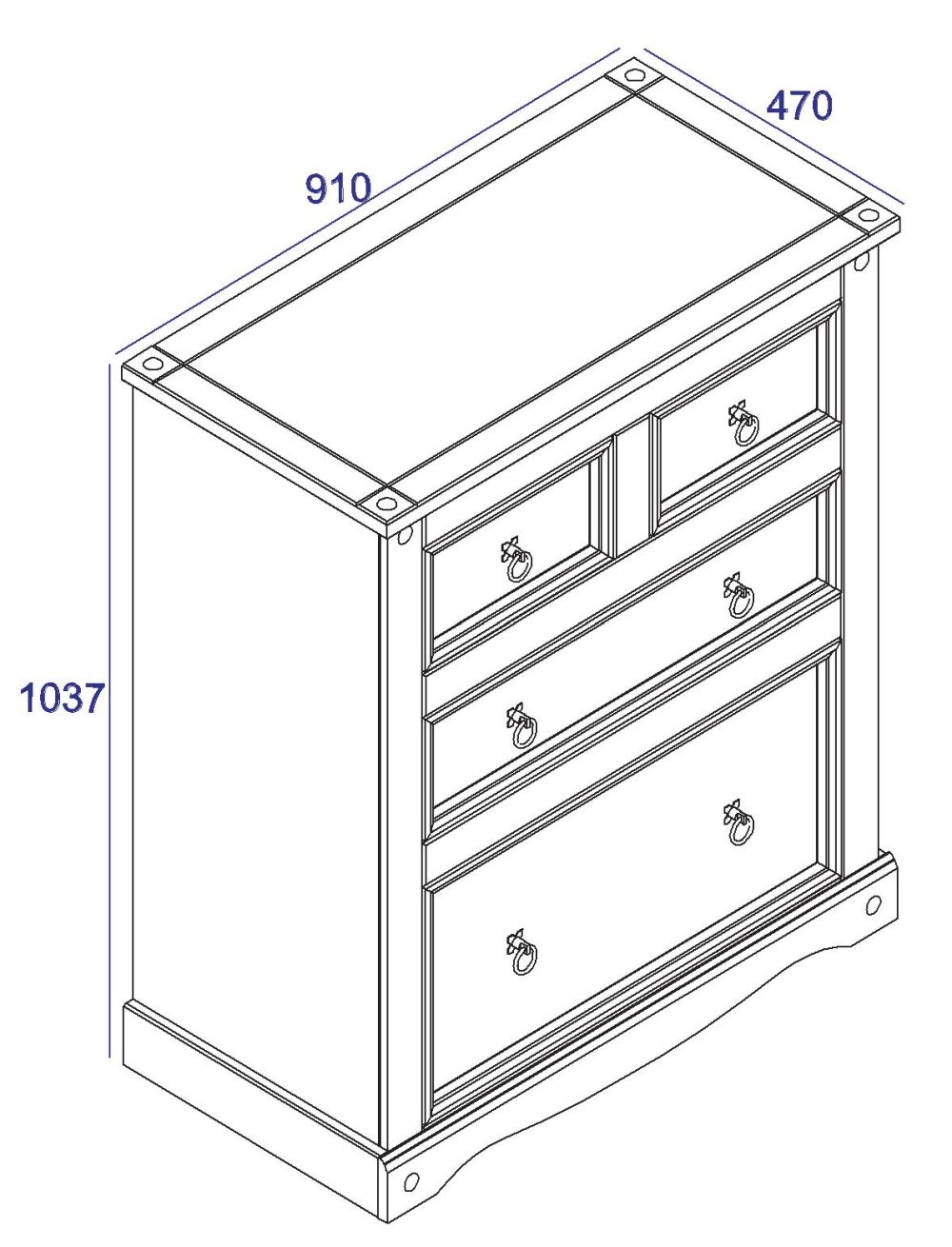 Product photograph of Corona Mexican 2 2 Drawer Chest from Choice Furniture Superstore.