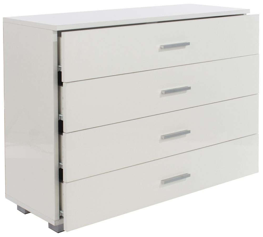 Product photograph of Lido White 4 Drawer Low Chest from Choice Furniture Superstore.