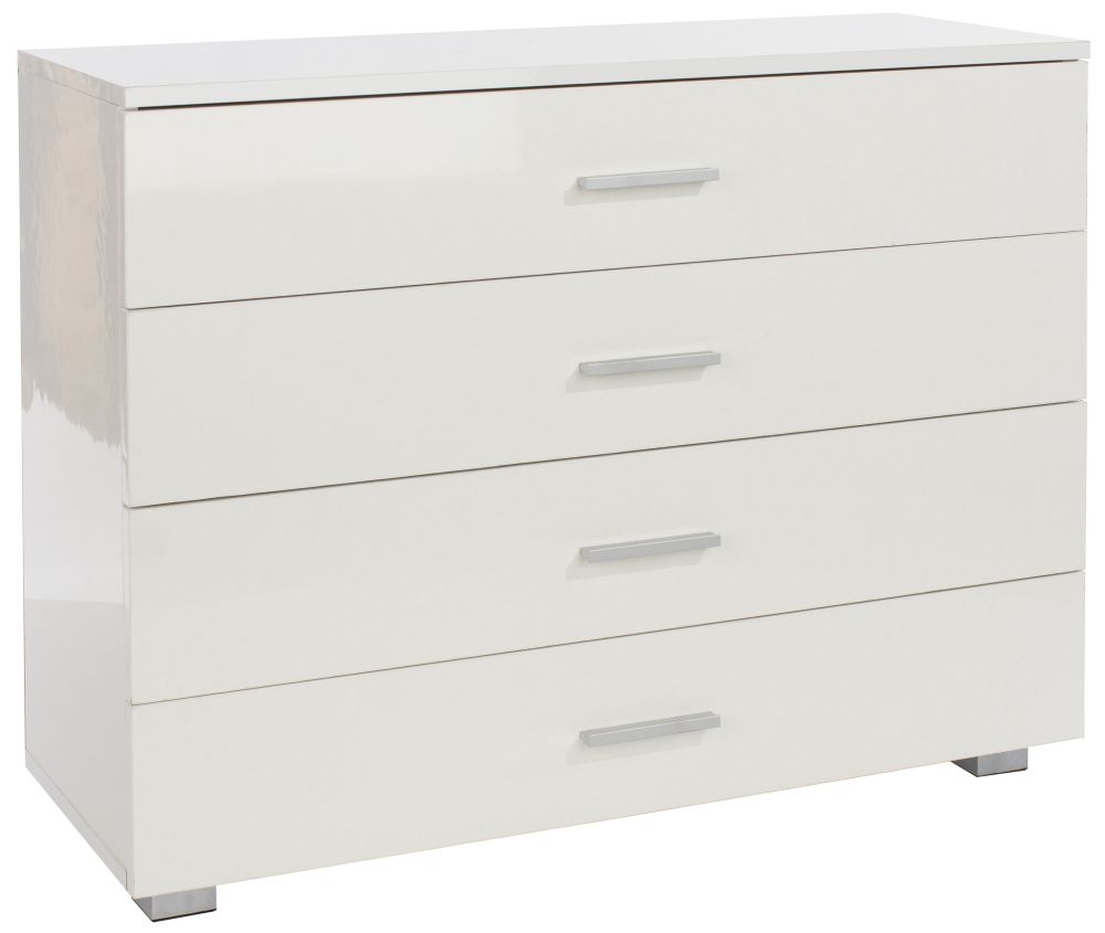 Product photograph of Lido White 4 Drawer Low Chest from Choice Furniture Superstore.
