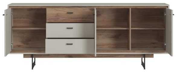 Product photograph of Rivero Grey And Oak Effect 3 Door Extra Large Sideboard from Choice Furniture Superstore.