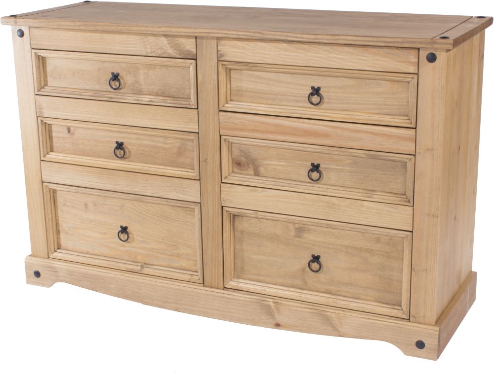 Product photograph of Corona Pine Mexican 3 3 Drawer Wide Chest from Choice Furniture Superstore.