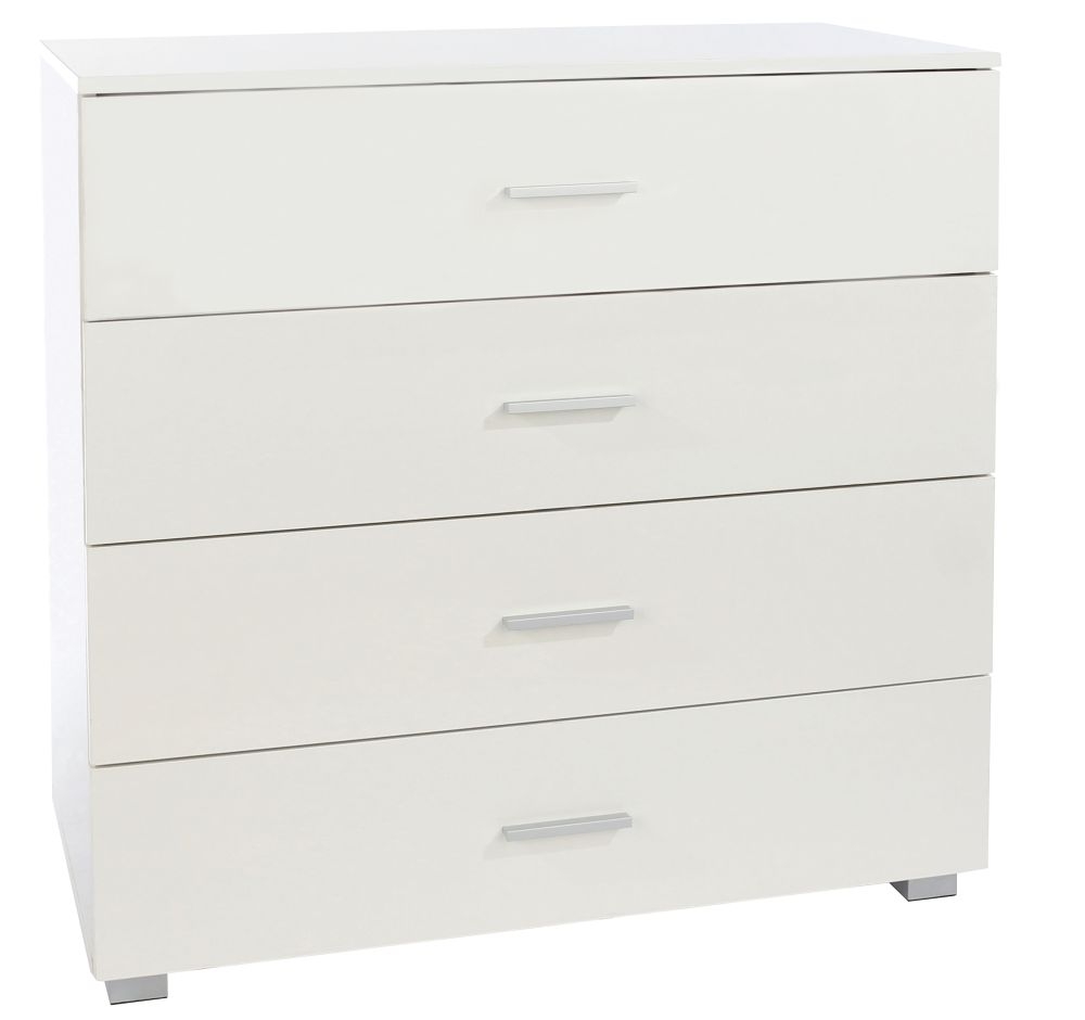 Product photograph of Lido White 4 Drawer Chest from Choice Furniture Superstore.