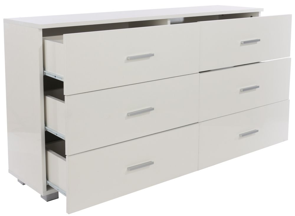 Product photograph of Lido White 6 Drawer Wide Chest from Choice Furniture Superstore.