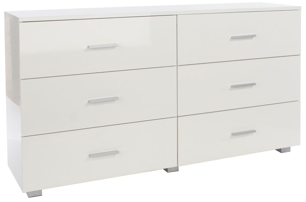 Product photograph of Lido White 6 Drawer Wide Chest from Choice Furniture Superstore.