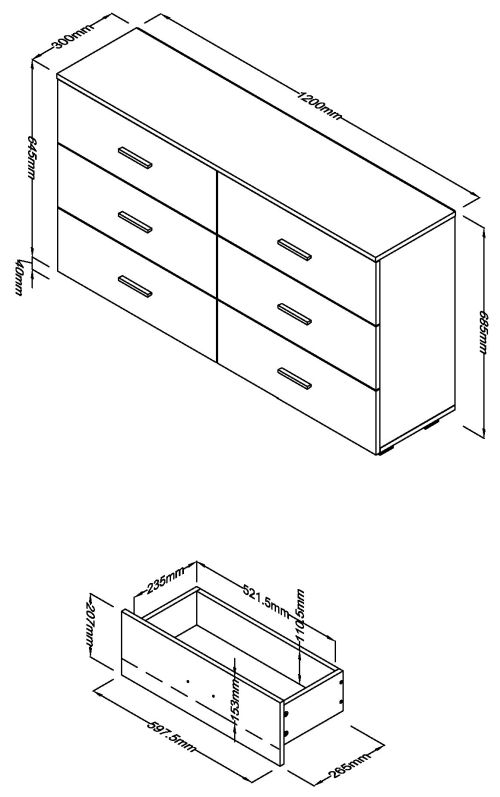Product photograph of Lido White 6 Drawer Wide Chest from Choice Furniture Superstore.