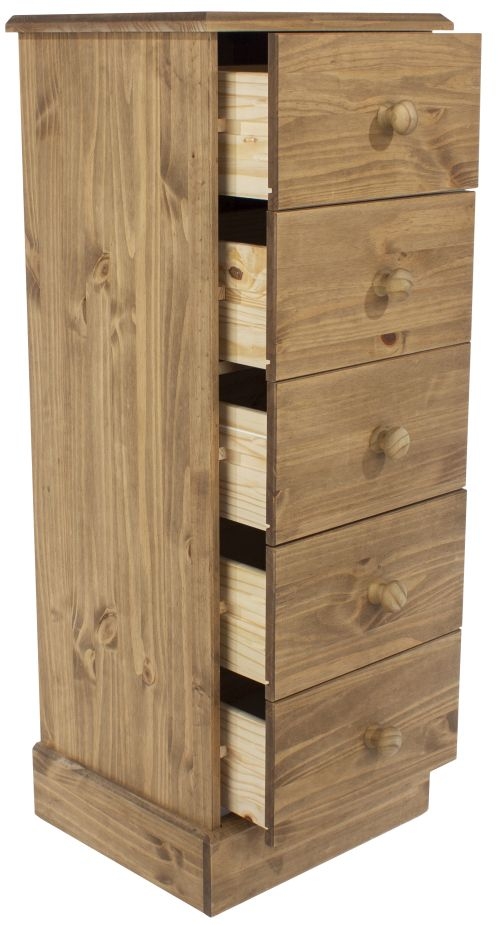 Product photograph of Cotswold Pine 5 Drawer Narrow Chest from Choice Furniture Superstore.