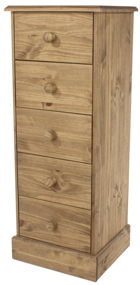 Product photograph of Cotswold Pine 5 Drawer Narrow Chest from Choice Furniture Superstore.