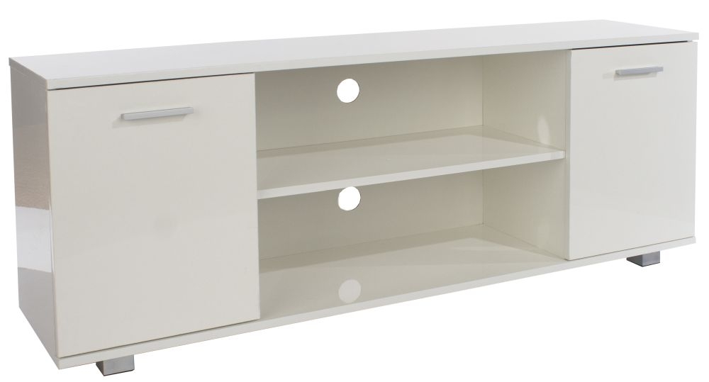 Product photograph of Hilo White High Gloss 2 Door Widescreen Tv Unit from Choice Furniture Superstore.