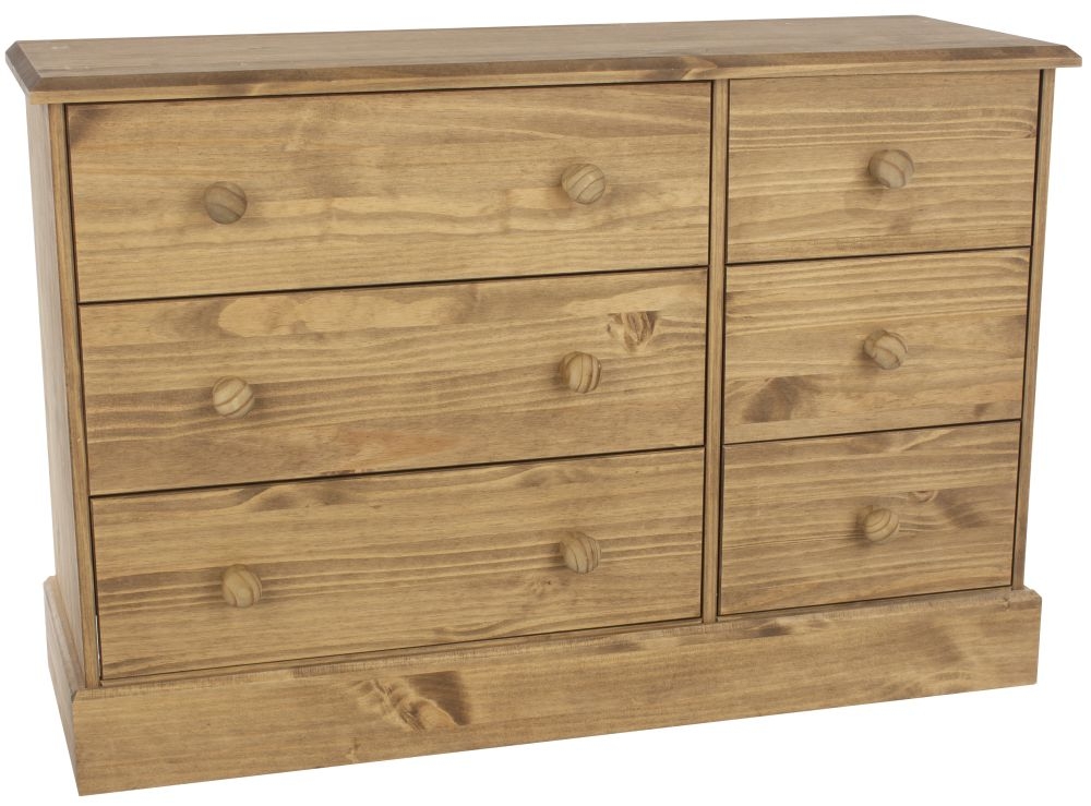Product photograph of Cotswold Pine 6 Drawer Wide Chest from Choice Furniture Superstore.