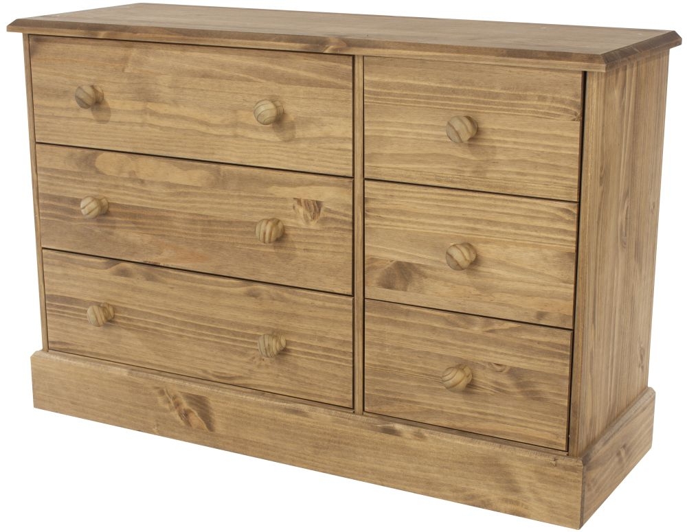 Product photograph of Cotswold Pine 6 Drawer Wide Chest from Choice Furniture Superstore.