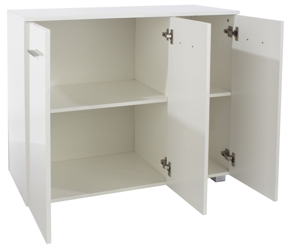 Product photograph of Hilo White High Gloss 3 Door Sideboard from Choice Furniture Superstore.