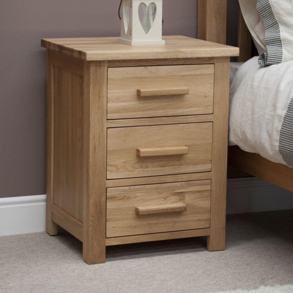 Product photograph of Homestyle Gb Opus Oak 3 Drawer Bedside Cabinet from Choice Furniture Superstore.