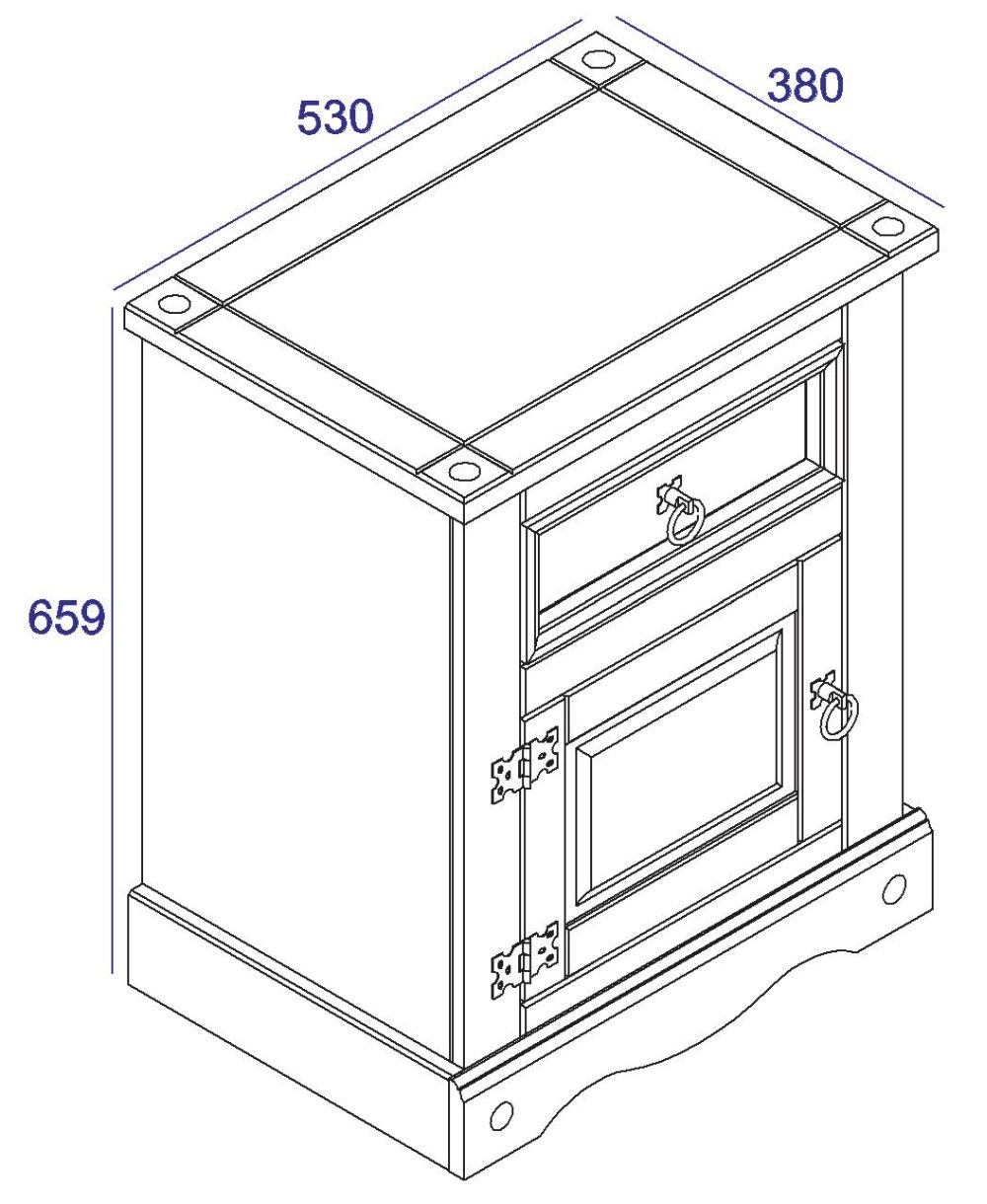 Product photograph of Norco Grey Mexican Pine 1 Door 1 Drawer Bedside Cabinet from Choice Furniture Superstore.