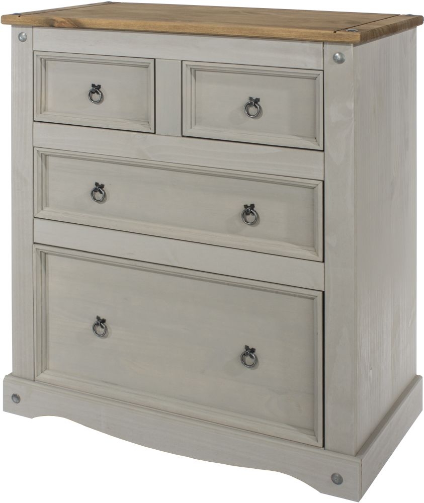 Product photograph of Corona Grey Mexican Pine 2 2 Drawer Chest from Choice Furniture Superstore.