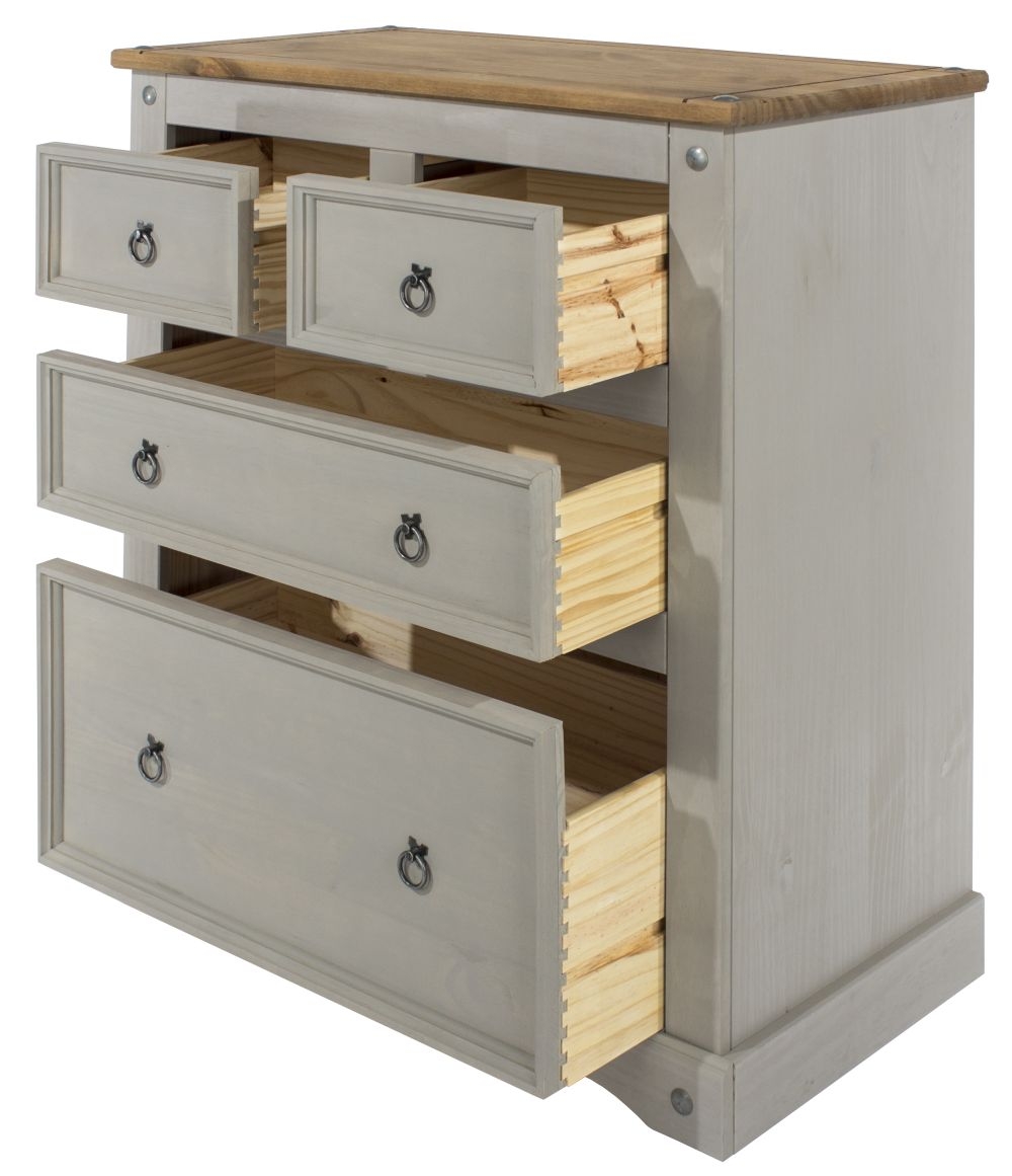 Product photograph of Corona Grey Mexican Pine 2 2 Drawer Chest from Choice Furniture Superstore.