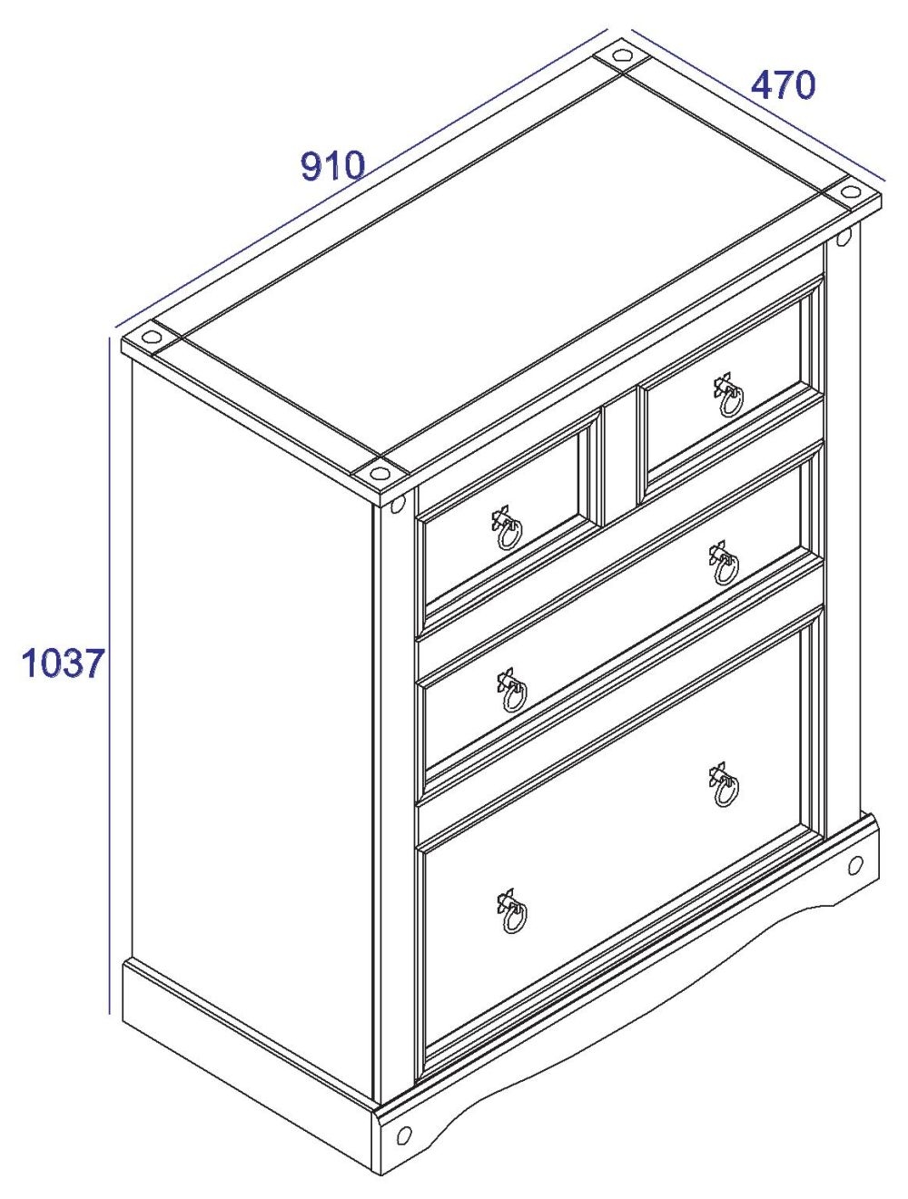 Product photograph of Corona Grey Mexican Pine 2 2 Drawer Chest from Choice Furniture Superstore.