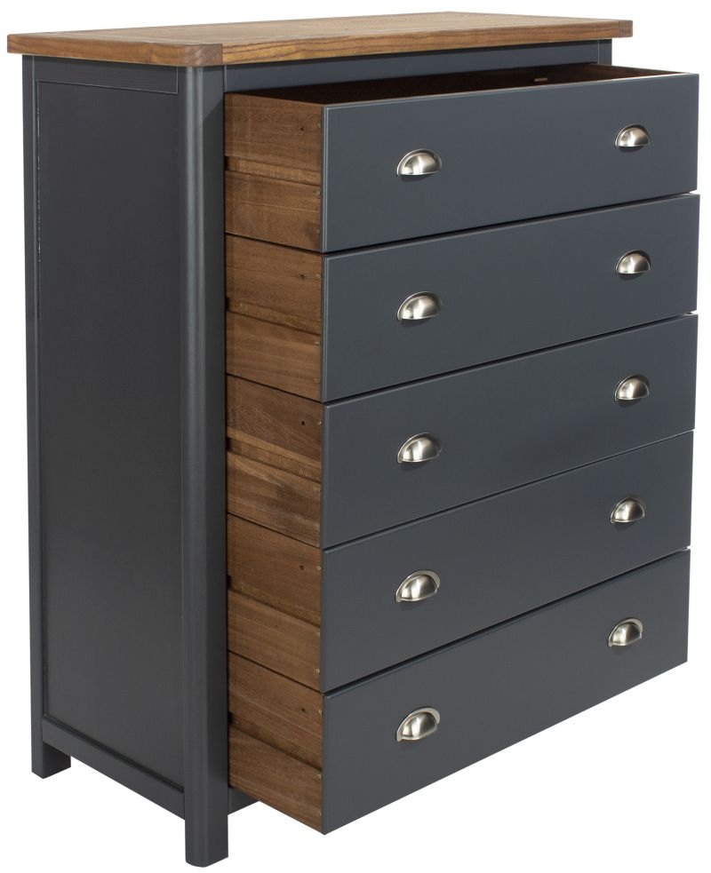 Product photograph of Dunkeld Blue 5 Drawer Chest from Choice Furniture Superstore.