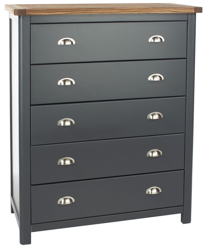 Product photograph of Dunkeld Blue 5 Drawer Chest from Choice Furniture Superstore.