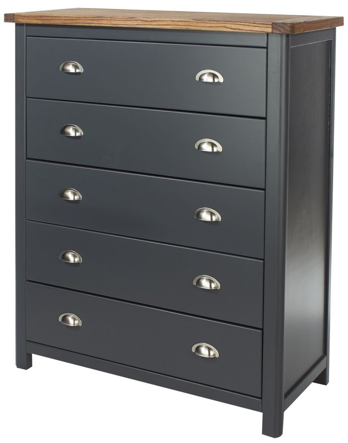 Product photograph of Dunkeld Blue 5 Drawer Chest from Choice Furniture Superstore.