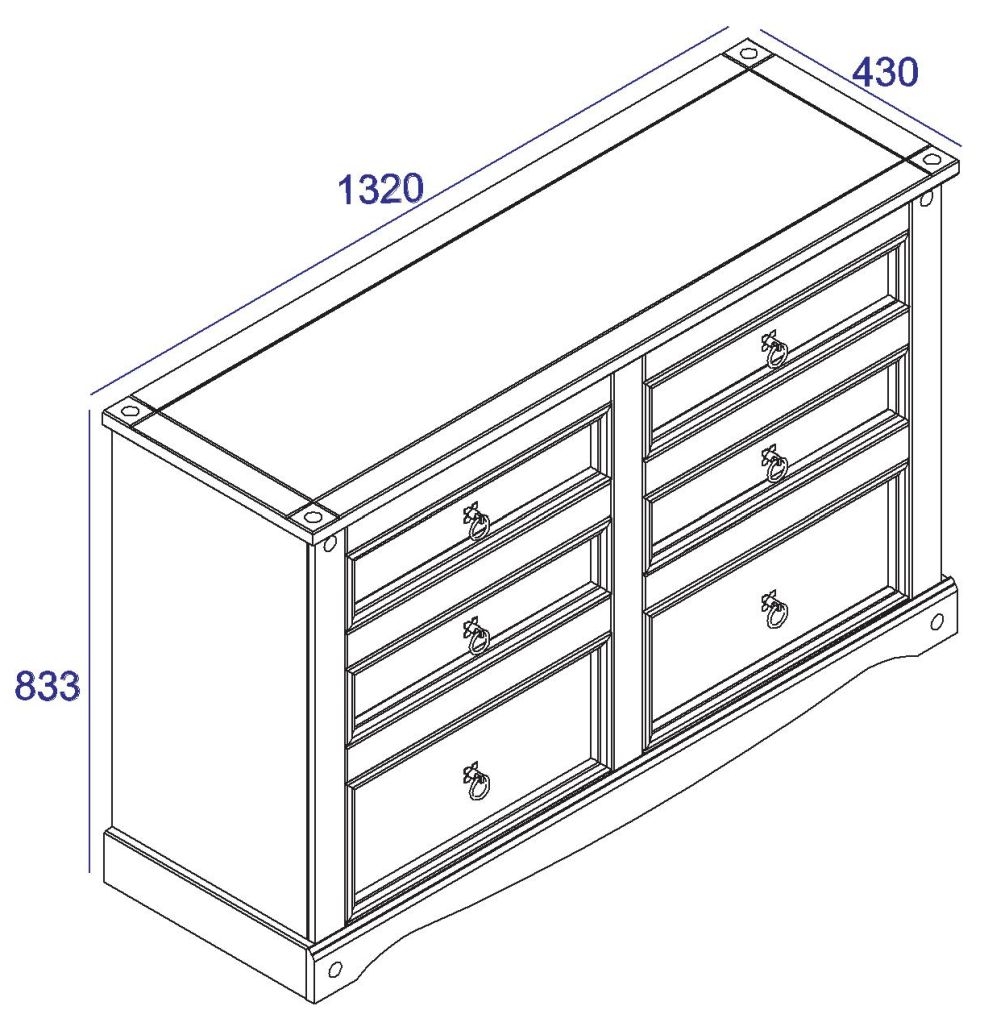Product photograph of Corona Grey Mexican Pine 6 Drawer Wide Chest from Choice Furniture Superstore.
