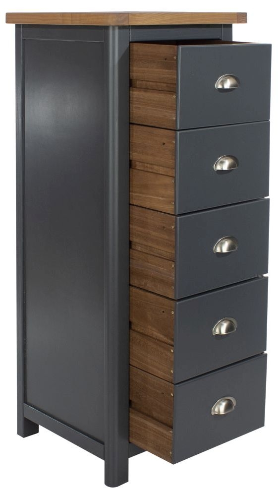 Product photograph of Dunkeld Blue 5 Drawer Tall Chest from Choice Furniture Superstore.