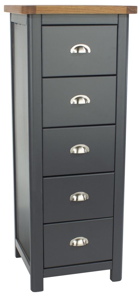 Product photograph of Dunkeld Blue 5 Drawer Tall Chest from Choice Furniture Superstore.