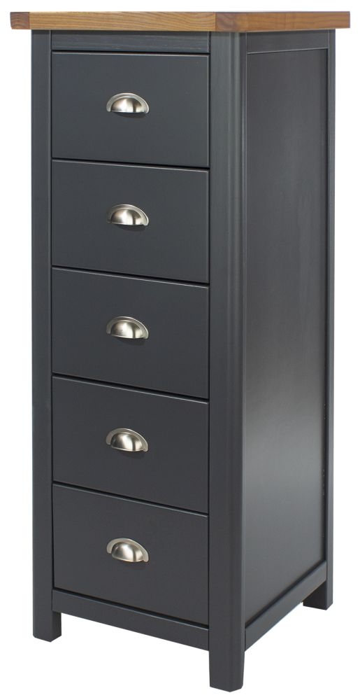 Product photograph of Dunkeld Blue 5 Drawer Tall Chest from Choice Furniture Superstore.