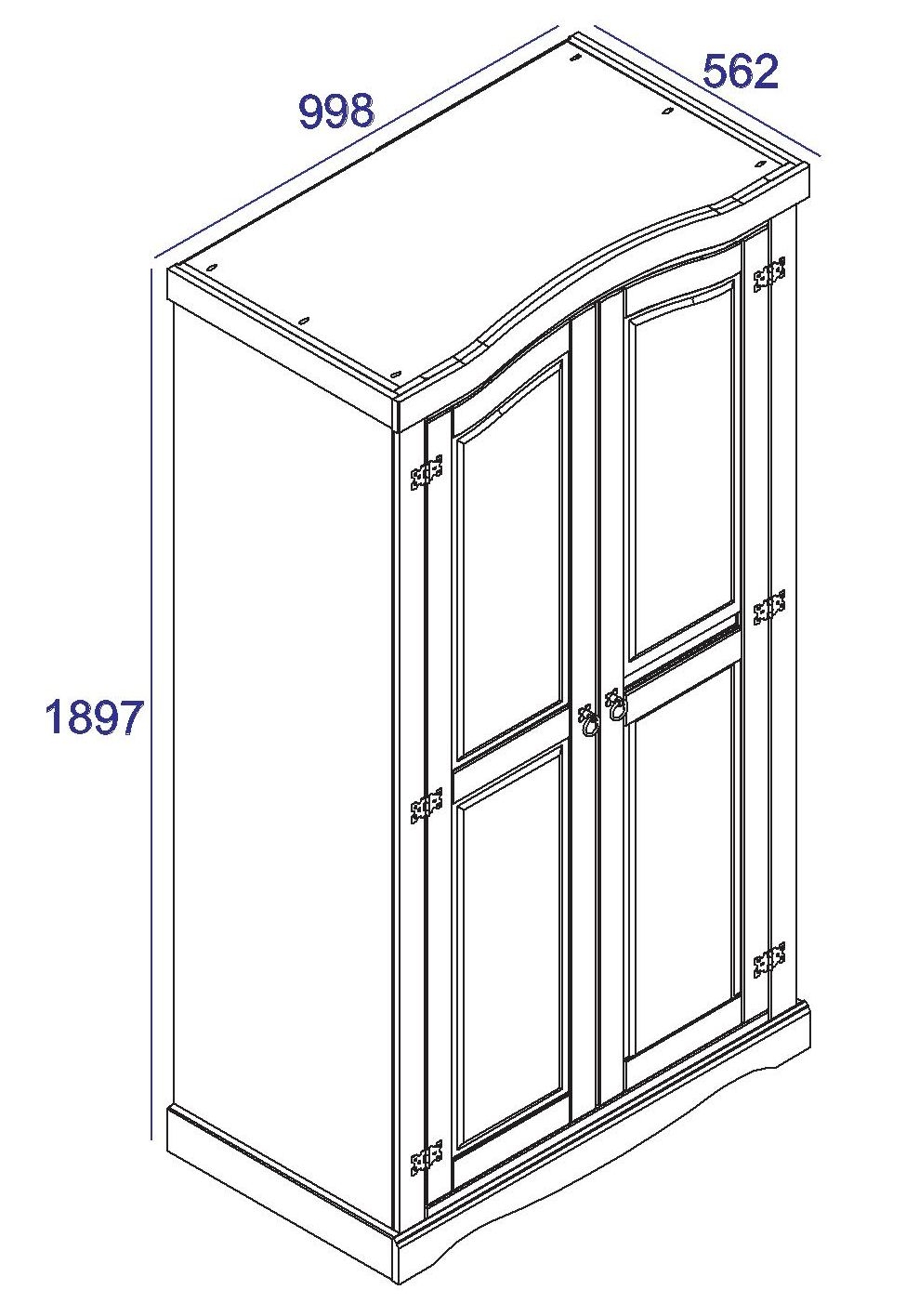 Product photograph of Corona Grey Mexican Pine 2 Door Wardrobe from Choice Furniture Superstore.