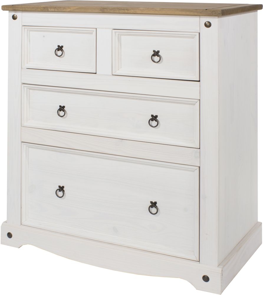 Product photograph of Corona White Mexican Pine 2 2 Drawer Chest from Choice Furniture Superstore.