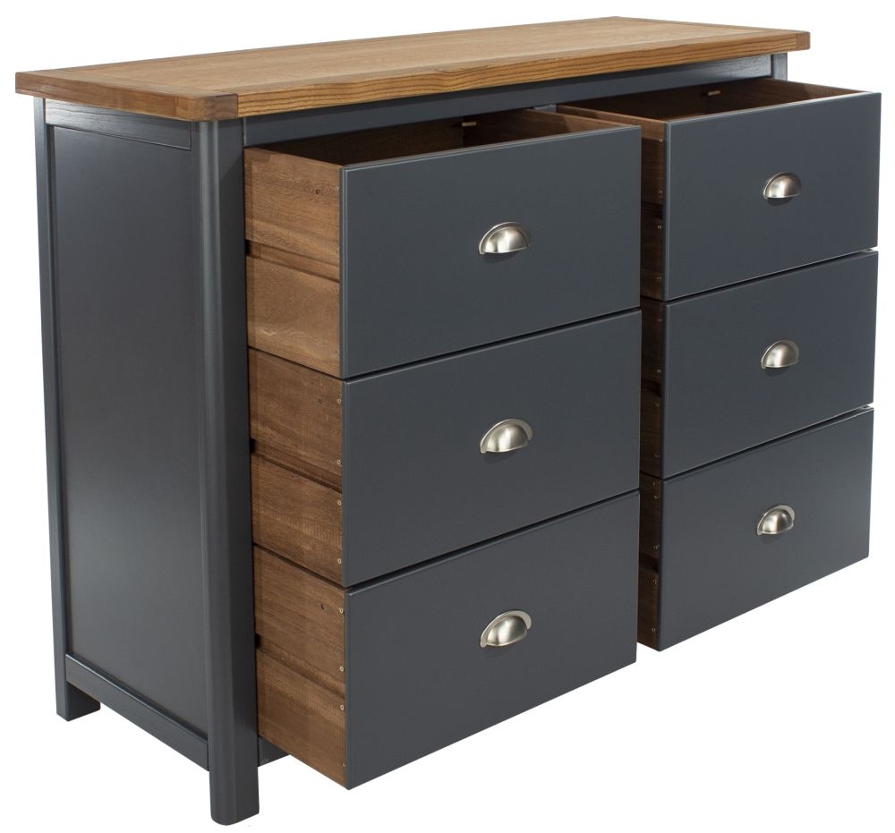 Product photograph of Dunkeld Blue 6 Drawer Wide Chest from Choice Furniture Superstore.