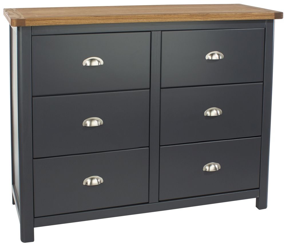 Product photograph of Dunkeld Blue 6 Drawer Wide Chest from Choice Furniture Superstore.