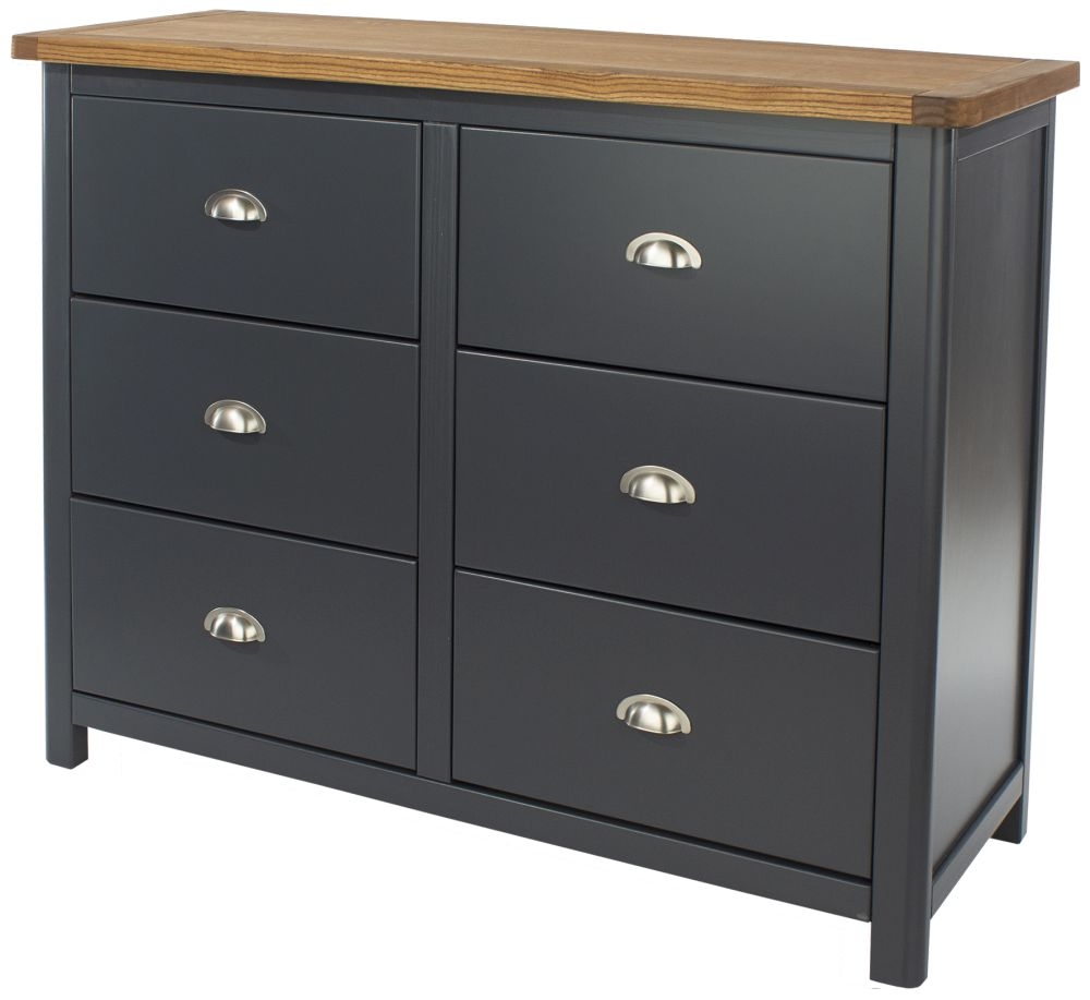 Product photograph of Dunkeld Blue 6 Drawer Wide Chest from Choice Furniture Superstore.