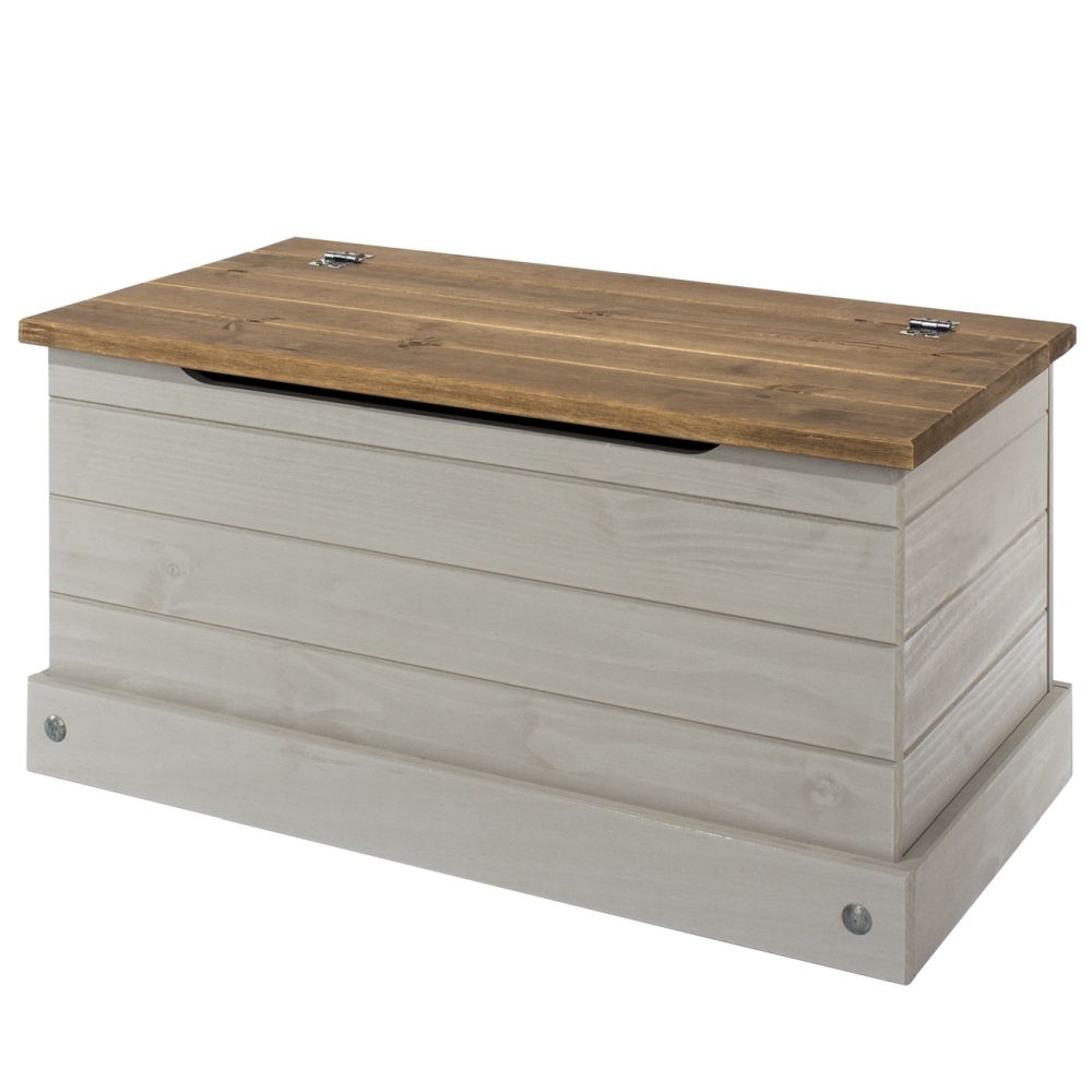 Product photograph of Corona Grey Mexican Pine Storage Trunk from Choice Furniture Superstore.