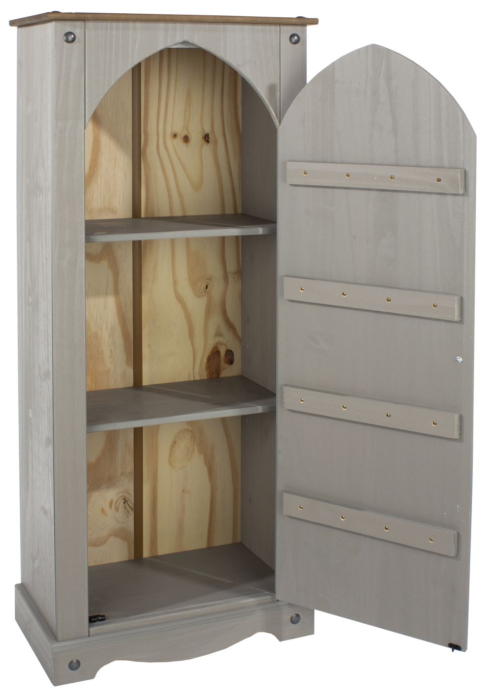 Product photograph of Corona Grey Mexican Pine Vestry Cupboard from Choice Furniture Superstore.