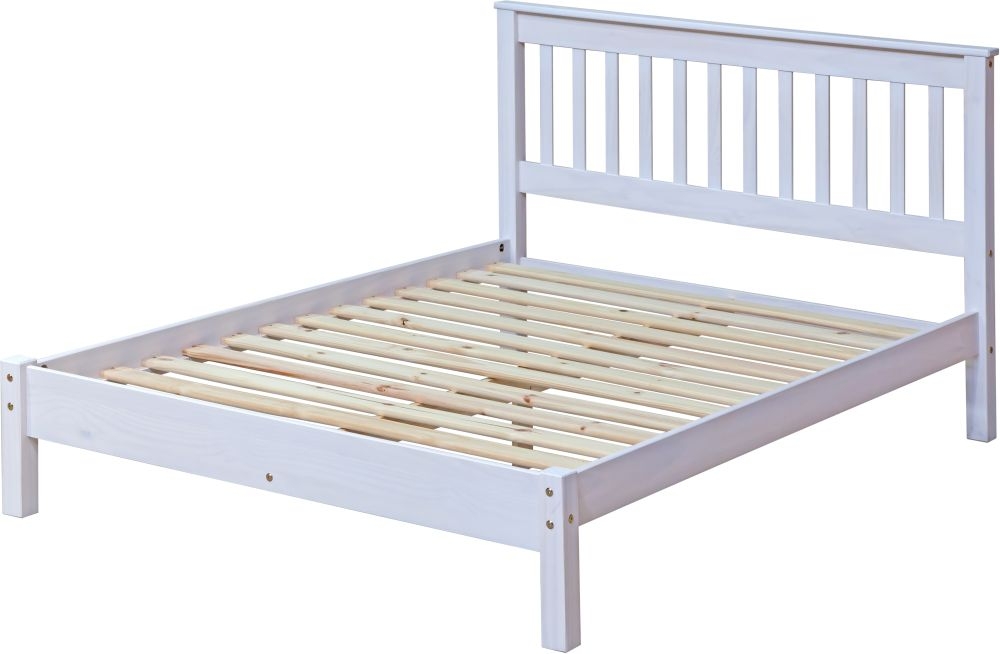 Product photograph of Corona White Mexican Pine 3ft Slatted Lowend Bedstead from Choice Furniture Superstore.