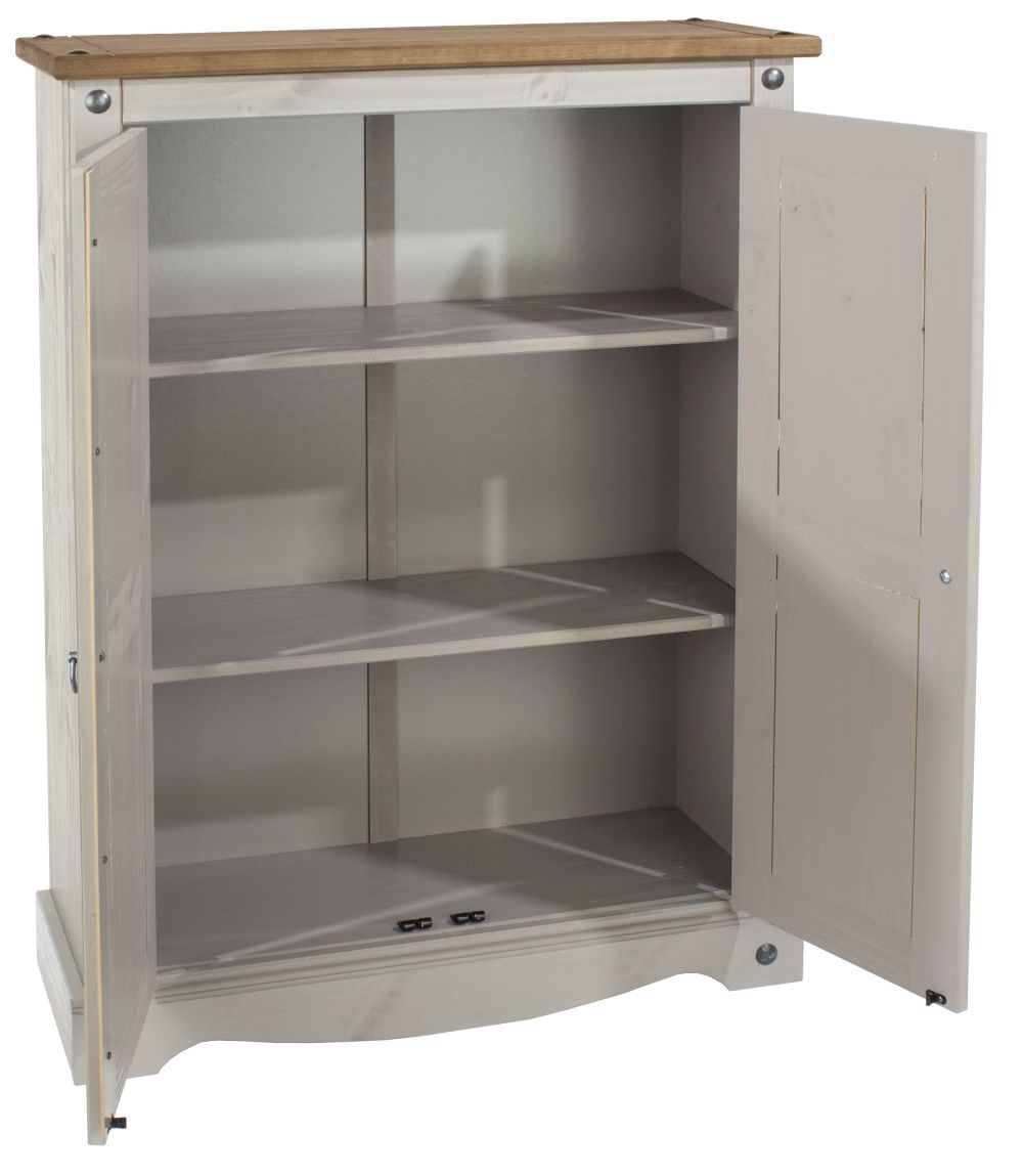 Product photograph of Corona Grey Mexican Pine 2 Door Cupboard Unit from Choice Furniture Superstore.