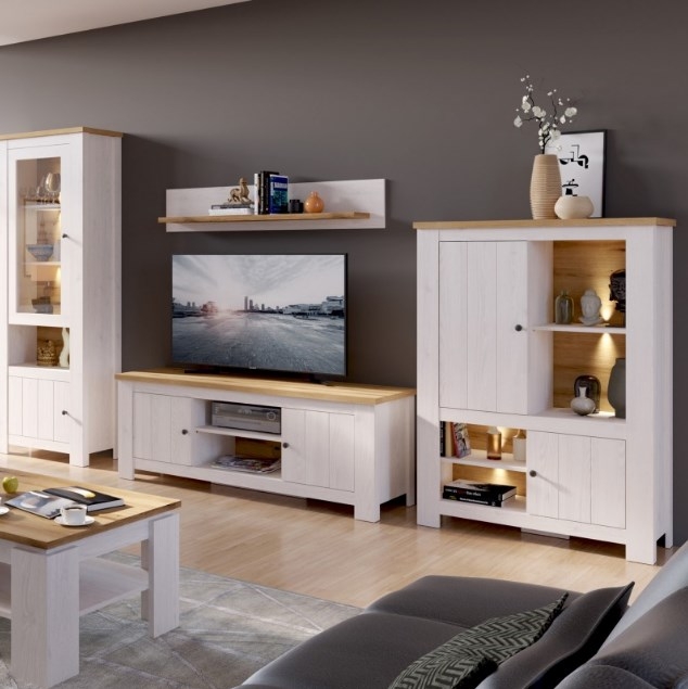 Product photograph of Celesto White 2 Door Low Cabinet from Choice Furniture Superstore.
